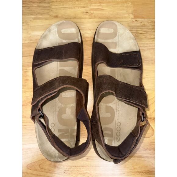 Ecco Cozmo‎ Nubuck Leather Sandals Shoes Hook and Loop Brown Mens 12-12.5 46 EUC - Picture 5 of 10